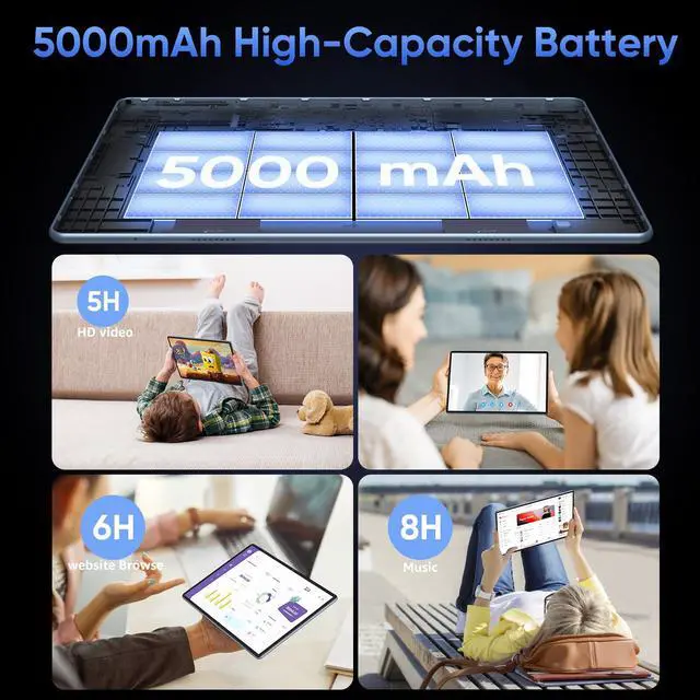 Alt view image 7 of 7 - N-one 10.1 Inch IPS Screen Quad-Core 4GB+4GB RAM 64GB ROM Camera 2MP+5MP 5000mAh Battery for Android 13 Tablet, Gift Ideas for students