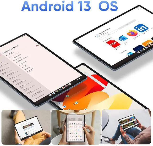 Alt view image 2 of 7 - N-one Android 13 Tablet, 10.1 inch HD IPS Screen 8GB RAM 64GB ROM & 1TB Expansion, 5MP Camera WiFi Bluetooth Widevine L1 Stream Video Reading Student Kit Tablet Gift