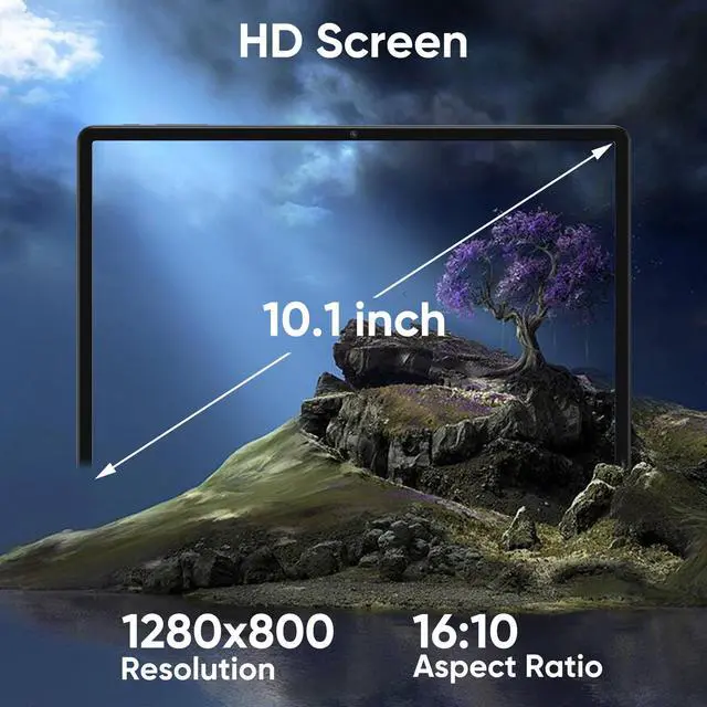 Alt view image 7 of 7 - N-one Android 13 Tablet, 10.1 inch HD IPS Screen 8GB RAM 64GB ROM & 1TB Expansion, 5MP Camera WiFi Bluetooth Widevine L1 Stream Video Reading Student Kit Tablet Gift