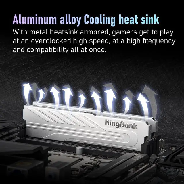 Alt view image 6 of 7 - KingBank Computer Desktop Memory Ram DDR4 32GB (2 x 16GB) 3600MHz CL18 1.35V with Heatsink for Desktop Computer High Performance Gaming Office
