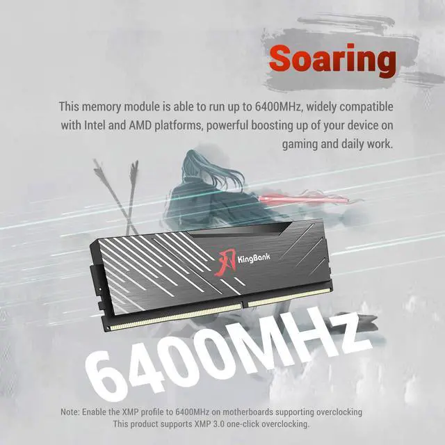 Alt view image 4 of 7 - KingBank Computer Desktop Memory Ram Hynix M-die  DDR5 32GB(2x16GB)  6400MHz CL32 1.4V with Heatsink for Desktop Computer High Performance Gaming