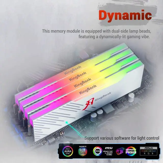 Alt view image 6 of 7 - KingBank RGB Desktop Computer Memory Ram CXMT/Hynix DDR4 16GB(2x8GB) 3600MHz 1.35V CL18 for Desktop Computer Game Office