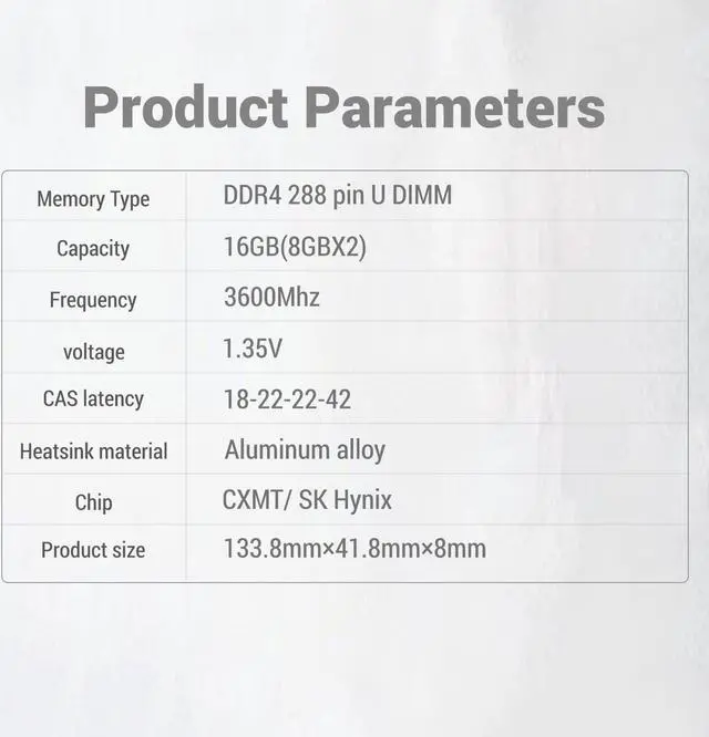 Alt view image 7 of 7 - KingBank RGB Desktop Computer Memory Ram CXMT/Hynix DDR4 16GB(2x8GB) 3600MHz 1.35V CL18 for Desktop Computer Game Office