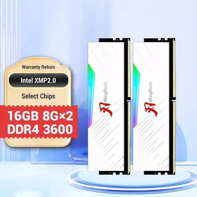 Alt view image 2 of 7 - KingBank RGB Desktop Computer Memory Ram CXMT/Hynix DDR4 16GB(2x8GB) 3600MHz 1.35V CL18 for Desktop Computer Game Office