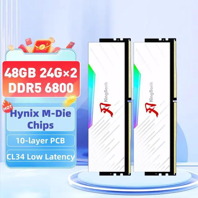 メモリー Kingbank DDR5-6800 CL34 24GBx2 48GB KingBank Memoria RAM DDR5 6800MHz 24GB 48GB 24GBx2 Gaming