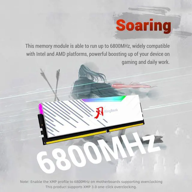 Alt view image 4 of 7 - KingBank RGB Computer Desktop Memory Ram Hynix M-die DDR5 48GB (2 x 24GB) 6800MHz CL34 1.4V with Heatsink for Desktop Computer High Performance Gaming
