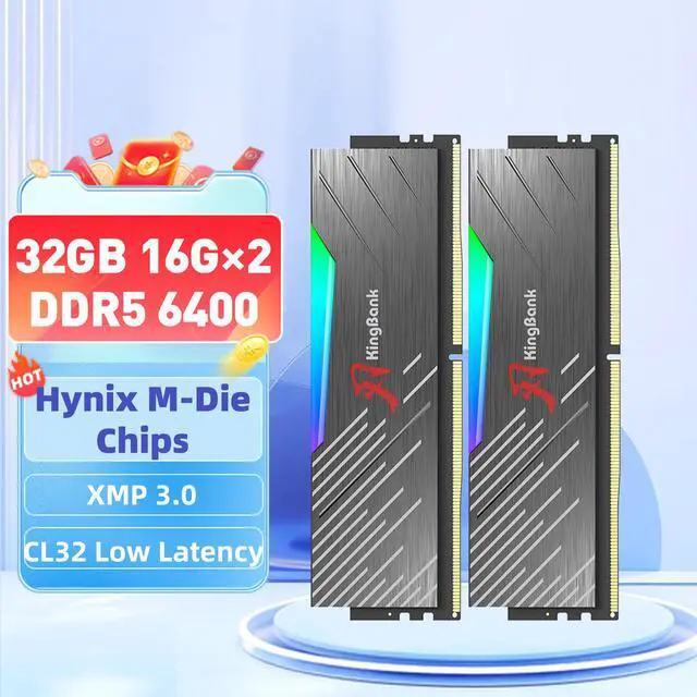 Hynix DDR5 96GB RAM Kit - 2x48GB 6400MT/s CL32 RGB Gaming Memory