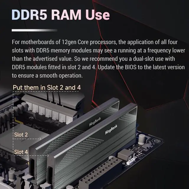 Alt view image 5 of 7 - KingBank Computer Desktop Memory Ram Hynix A-die  DDR5 32GB(2x16GB) 6000MHz CL30 1.35V with Thick Heatsink for Desktop Computer High Performance Gaming