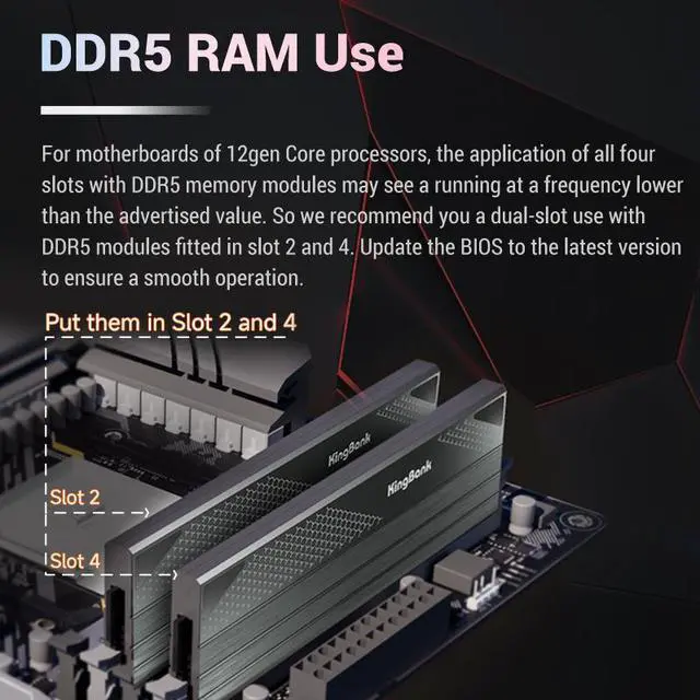Alt view image 6 of 7 - KingBank Computer Desktop Memory Ram Hynix M-die  DDR5 48GB (2 x 24GB) 6800MHz CL34 1.4V with Thick Heatsink for Desktop Computer High Performance Gaming