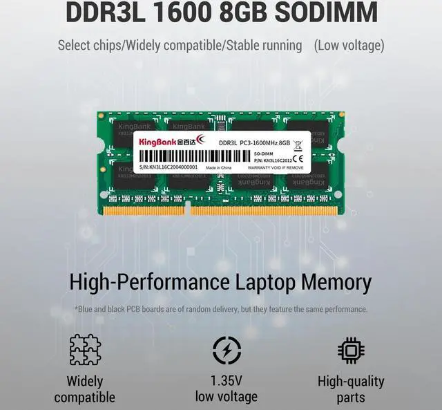 Alt view image 3 of 5 - KingBank Computer Notebook Memory Ram  DDR3 8GB 1600MHz CL11 1.5V for Notebook Computer High Performance Gaming Office