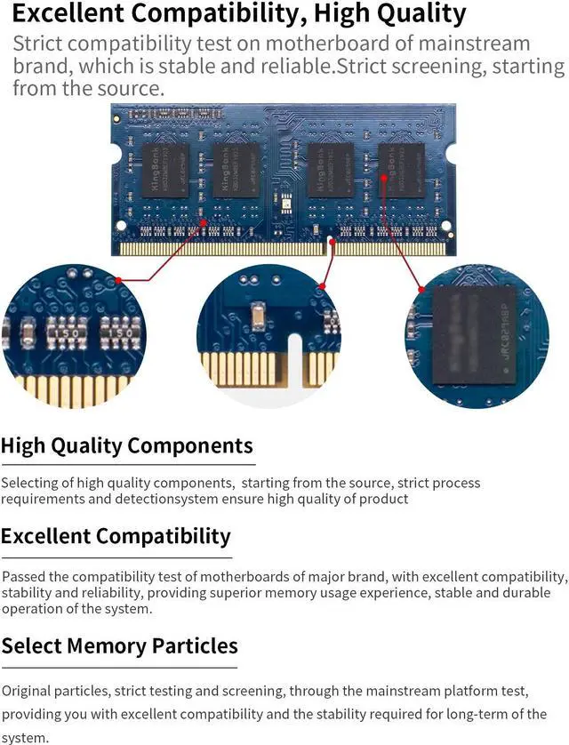 Alt view image 5 of 5 - KingBank Computer Notebook Memory Ram  DDR3 8GB 1600MHz CL11 1.5V for Notebook Computer High Performance Gaming Office