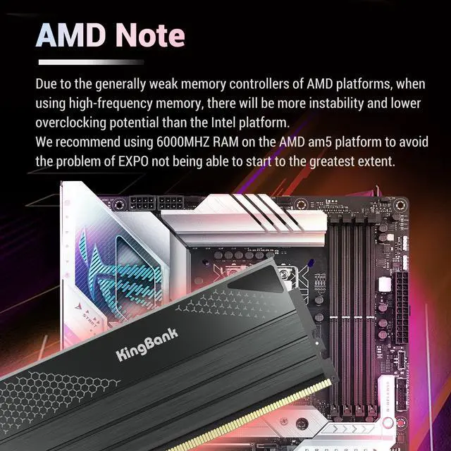 Alt view image 5 of 7 - KingBank Computer Desktop Memory Ram Hynix M-die  DDR5 48GB (2 x 24GB) 6800MHz CL34 1.4V with Thick Heatsink for Desktop Computer High Performance Gaming