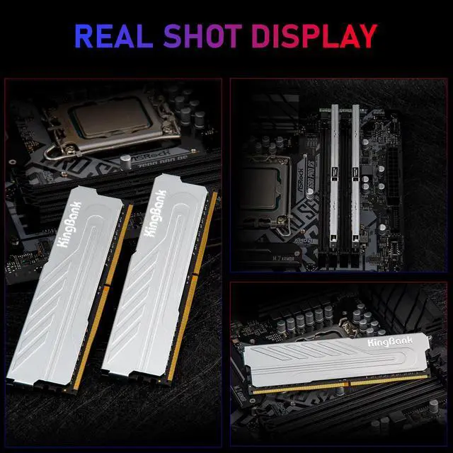 Alt view image 5 of 7 - KingBank Computer Desktop Memory Ram DDR5 16GB(2x8GB) 6000MHz CL36 1.35V with Heatsink for Desktop Computer High Performance Gaming, silver