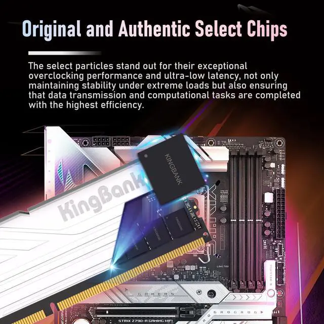 Alt view image 5 of 7 - KingBank Computer Desktop Memory Ram DDR5 32GB(2x16GB) 6000MT/s CL36 1.35V Overclocking XMP 3.0 & AMD Expo with Heatsink for PC Gaming/Office/PS,Silver