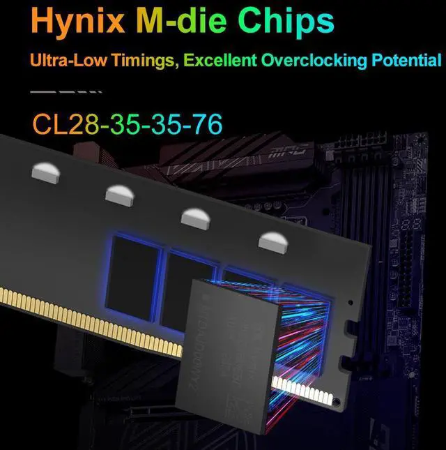 Alt view image 5 of 7 - RGB Computer Desktop Memory Ram Hynix M-die DDR5 48GB(2x24GB) 6000MT/s CL28 1.45V Overclocking XMP 3.0 & AMD Expo with Heatsink for PC Gaming/Office/PS