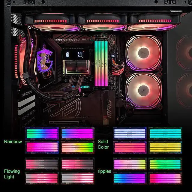 Alt view image 7 of 7 - RGB Computer Desktop Memory Ram Hynix M-die DDR5 48GB(2x24GB) 6000MT/s CL28 1.45V Overclocking XMP 3.0 & AMD Expo with Heatsink for PC Gaming/Office/PS