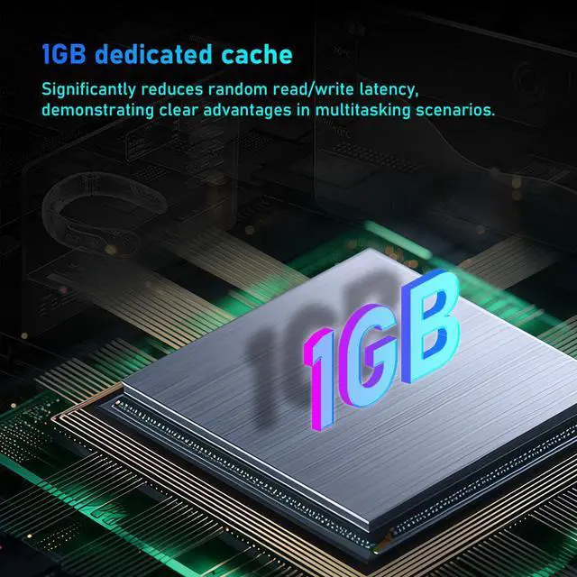 Alt view image 3 of 7 - 1TB M.2 2280 SSD,7400MB/s Read - 6800MB/s Write,(1GB DRAM) 3D NAND TLC Solid State Drives PCIe 4.0 NVMe1.4 Internal SSD Compatible Expansion PC Storage/PS5
