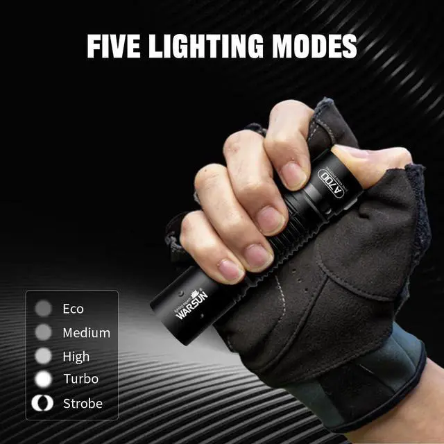 Alt view image 2 of 7 - WARSUN LED Rechargeable Flashlight, Compact 700LM LED Handheld Flashlights with Type-C Charging, Durable Aluminium Alloy, 3 Modes Functionality, Water-Resistant & Drop-Resistant(2 Pack)
