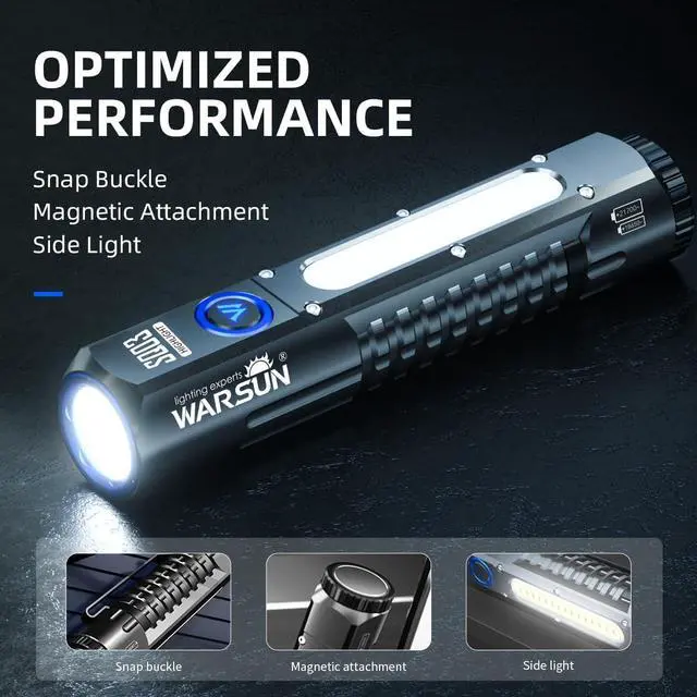 Alt view image 7 of 7 - WARSUN Rechargeable Flashlight High Lumens, Super Bright Flash Light, Powerful Handheld LED Flashlight with 8 Lighting Modes, Portable Waterproof Flashlight for Camping, Home, Emergency