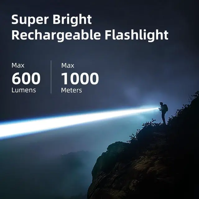 Alt view image 4 of 7 - WARSUN Versatile Zoom Flashlight - Aluminum, Long-Range Beam, USB-C Rechargeable