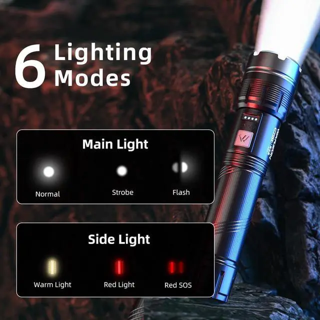 Alt view image 2 of 7 - WARSUN Versatile Zoom Flashlight - Aluminum, Long-Range Beam, USB-C Rechargeable