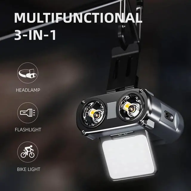 Alt view image 3 of 7 - WARSUN Headlamp Rechargeable, 90° COB LED Head Lamp with Motion Sensor, 5 Modes & IPX5 Water-Resistant LED Head Light for Night Running, Fishing, Cycling, Camping
