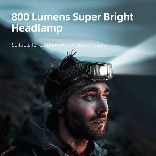 Alt view image 4 of 7 - WARSUN Rechargeable Headlamp, 8 Modes LED Head Lamp with Motion Sensor, IPX66 Water-Resistant LED Head Light with White Red light for Night Running, Fishing, Cycling, Camping