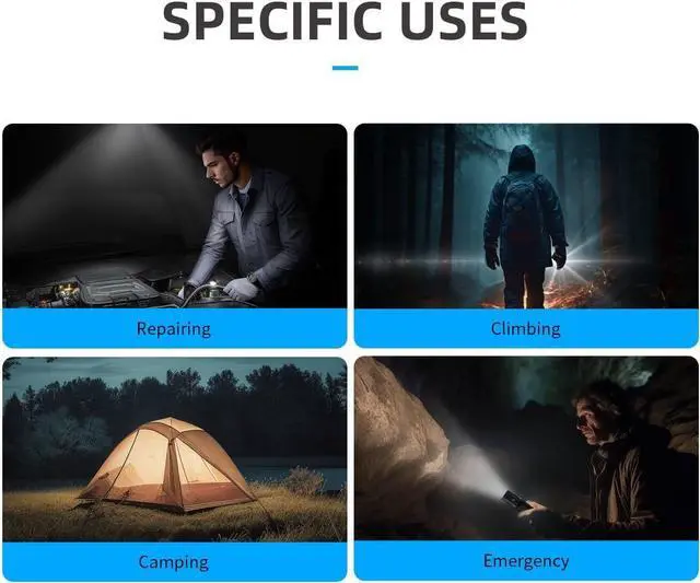 Alt view image 7 of 7 - WARSUN Rechargeable High-Lumen Flashlight: Super Bright, Portable, Waterproof LED with 3 Modes for Camping, Home, and Emergencies