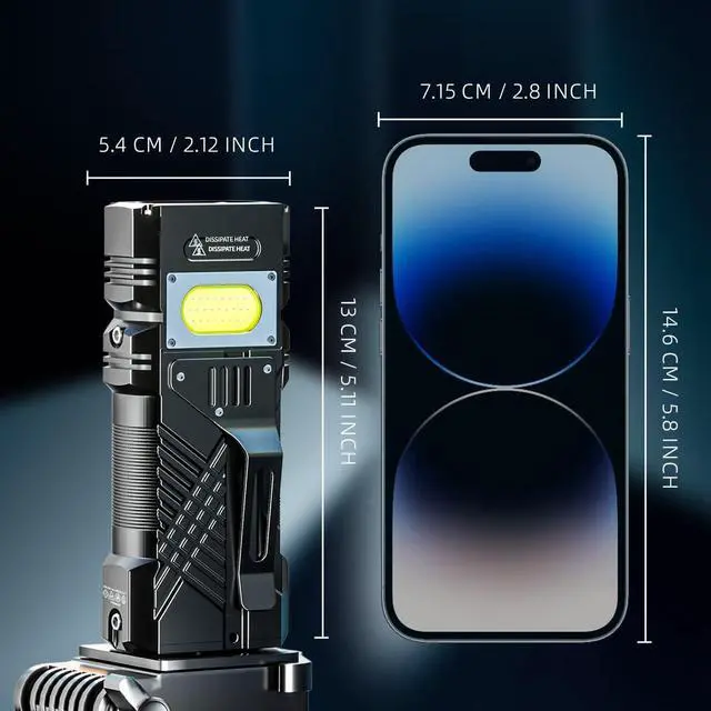Alt view image 5 of 7 - WARSUN Rechargeable High-Lumen Flashlight: Super Bright, Portable, Waterproof LED with 3 Modes for Camping, Home, and Emergencies
