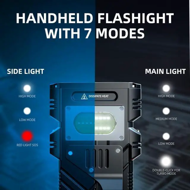 Alt view image 2 of 7 - WARSUN Rechargeable High-Lumen Flashlight: Super Bright, Portable, Waterproof LED with 3 Modes for Camping, Home, and Emergencies