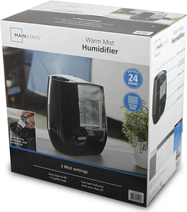 Alt view image 5 of 5 - Toytexx Inc Mainstays 4.5L Warm Mist Humidifier, Filter Free Warm Moisture Humidifier with 2 Modes, Essential Oil Tray, Auto Off for Home, Bedroom, Winter, Dry Skin Relief