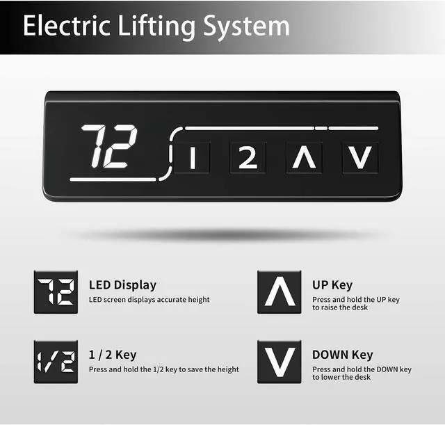 Alt view image 4 of 5 - Toytexx Inc Electric Standing Desk, 140 x 60 cm Steel Adjustable Height Desk, Quick Assembly, Ultra-Quiet Motor - SM22F-05R-1460 - Black