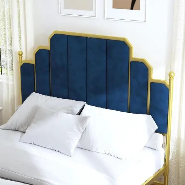 Alt view image 6 of 7 - Toytexx Inc Queen Size Upholstered Bed Frame, Metal Bed Frame with Linen Fabric Headboard, Under Bed Storage, No Box Spring Required (Blue) - BD018QNGDDB