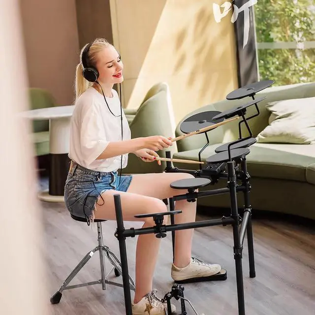 Alt view image 5 of 5 - Toytexx Inc 7-Piece Electric Drum Set, Compact Drum Kit with 20 Preset Kits, 20 Demo Songs for Beginners - CTD-10W