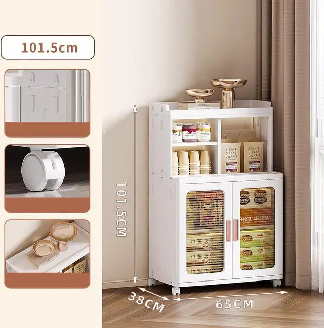 Alt view image 3 of 6 - Toytexx Inc Mobile Storage Cabinet with Transparent Doors, Open Storage Shelves, 360° Rolling Wheels - 8851-2