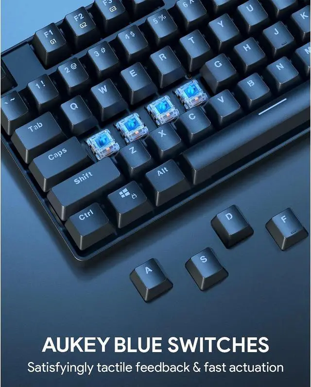 Alt view image 4 of 7 - Toytexx Inc AUKEY KM-G16 Mechanical Keyboard, RGB 104 Keys Gaming Keyboard with Blue Switches for PC and Mac Compatibility