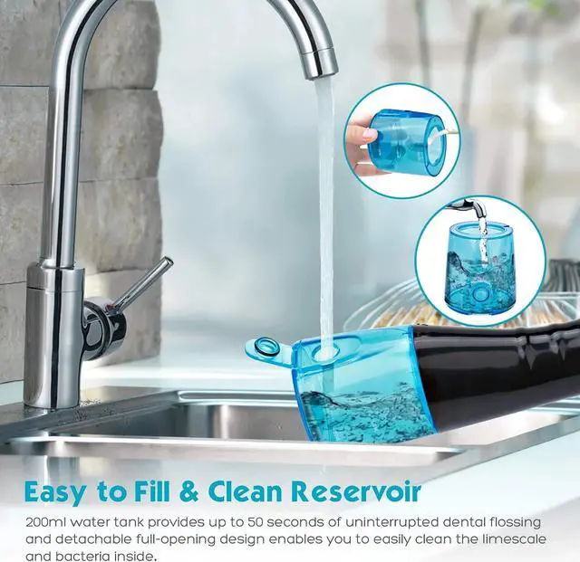 Alt view image 3 of 5 - Toytexx Inc Electric Water Flosser, 4 Jet Tips, 3 Modes, 300ML Tank, USB Rechargeable for Teeth & Gums (Grey-Blue)