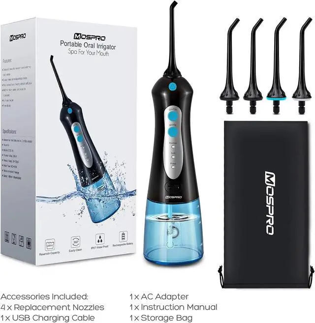 Alt view image 5 of 5 - Toytexx Inc Electric Water Flosser, 4 Jet Tips, 3 Modes, 300ML Tank, USB Rechargeable for Teeth & Gums (Grey-Blue)