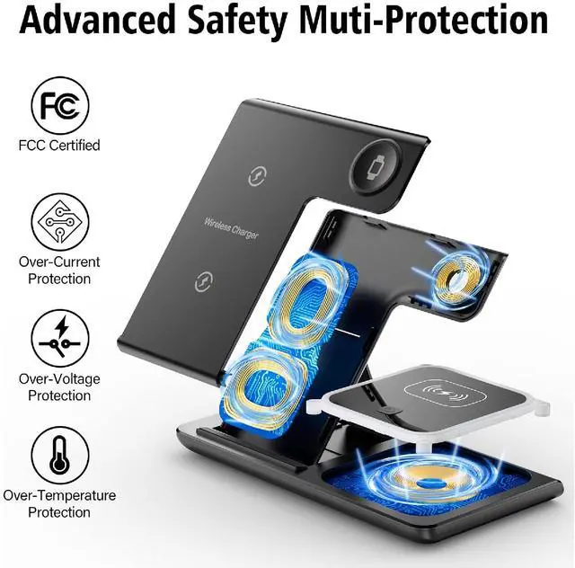 Alt view image 3 of 7 - Toyxtexx Inc 3-in-1 Wireless Charger & Night Light for iPhone, Android, Apple Watch, AirPods