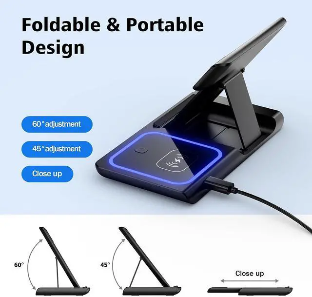 Alt view image 4 of 7 - Toyxtexx Inc 3-in-1 Wireless Charger & Night Light for iPhone, Android, Apple Watch, AirPods