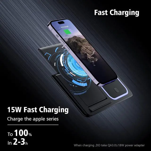 Alt view image 5 of 7 - Toyxtexx Inc 3-in-1 Wireless Charger & Night Light for iPhone, Android, Apple Watch, AirPods