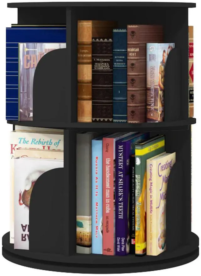Main image of Toytexx Inc 360° Rotating Bookshelf, 2-Tier Organizer for Home, Office, Room and Adult (Black)