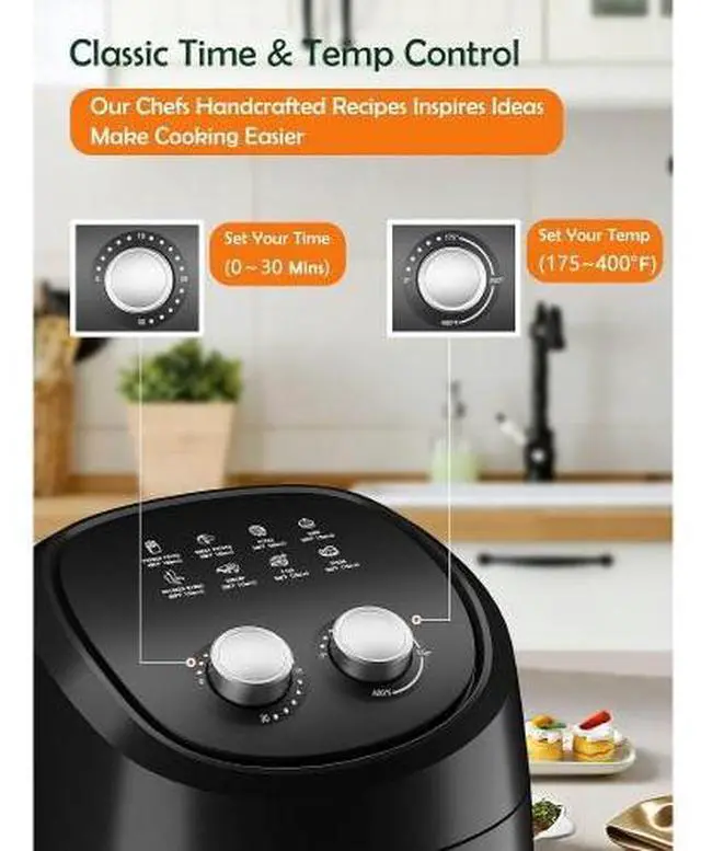 Main image of Toytexx Inc 4Qt Air Fryer, 1400W Compact Oil-Free Cooker with 8 Preset Modes, Dual Knob Control, Non-Stick Basket, Auto Shut-Off, Healthy Frying for 24 People