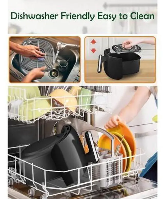 Alt view image 4 of 6 - Toytexx Inc 4Qt Air Fryer, 1400W Compact Oil-Free Cooker with 8 Preset Modes, Dual Knob Control, Non-Stick Basket, Auto Shut-Off, Healthy Frying for 24 People