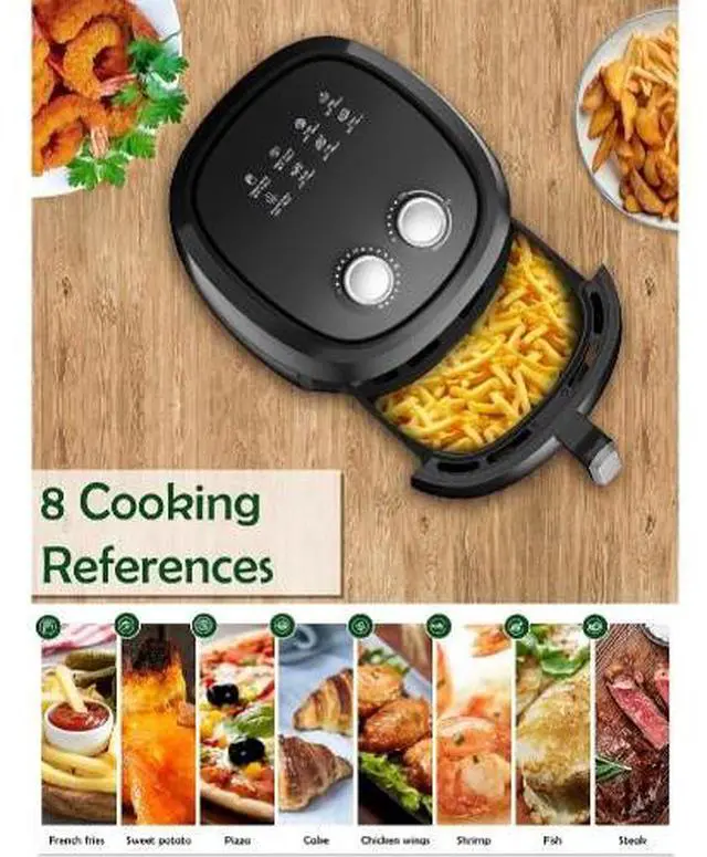 Alt view image 3 of 6 - Toytexx Inc 4Qt Air Fryer, 1400W Compact Oil-Free Cooker with 8 Preset Modes, Dual Knob Control, Non-Stick Basket, Auto Shut-Off, Healthy Frying for 24 People