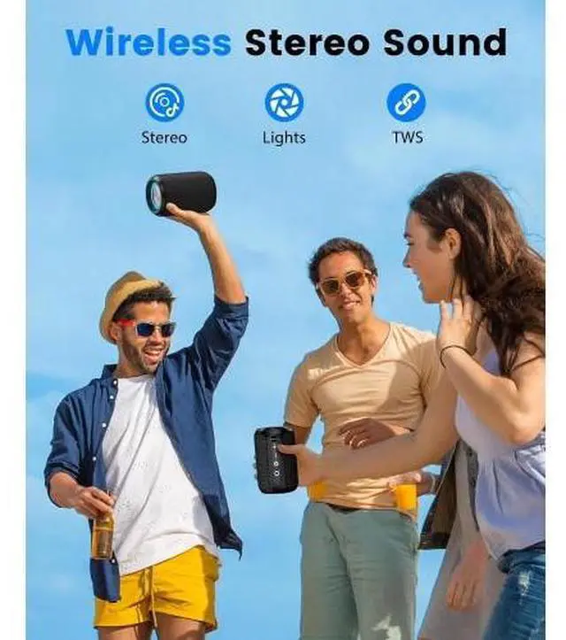 Alt view image 3 of 4 - Toytexx Inc Portable RGB LED Bluetooth Speaker with TWS, IPX5 Waterproof, TF Card Slot  Wireless Speaker for Travel, Parties, Beach & Home