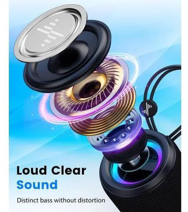 Alt view image 4 of 4 - Toytexx Inc Portable RGB LED Bluetooth Speaker with TWS, IPX5 Waterproof, TF Card Slot  Wireless Speaker for Travel, Parties, Beach & Home