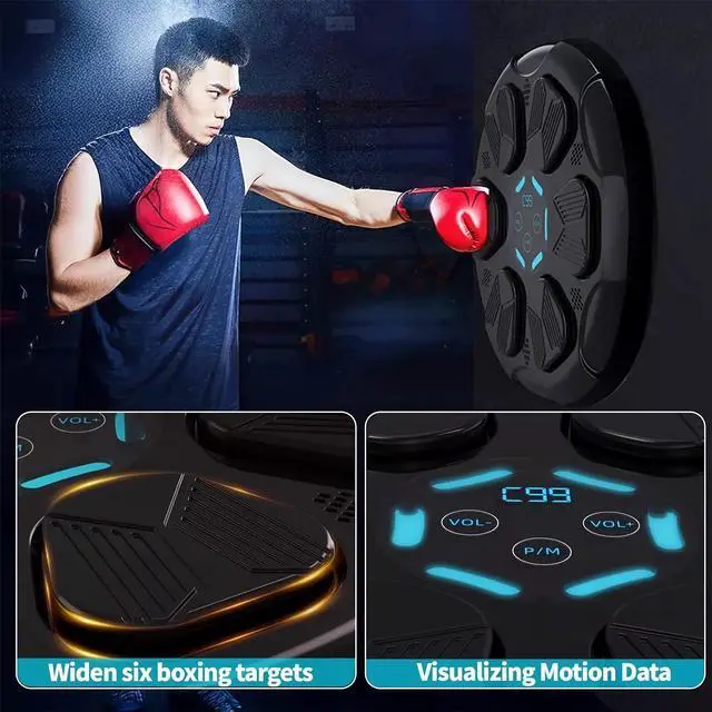 Alt view image 5 of 7 - Toytexx Inc Smart Bluetooth Music Boxing Machine  Wall-Mounted Training Pad for Kids & Adults, Home & Office Workouts