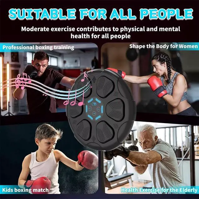 Alt view image 4 of 7 - Toytexx Inc Smart Bluetooth Music Boxing Machine  Wall-Mounted Training Pad for Kids & Adults, Home & Office Workouts