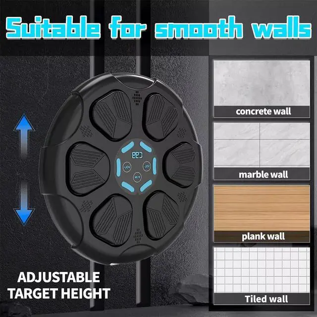 Alt view image 6 of 7 - Toytexx Inc Smart Bluetooth Music Boxing Machine  Wall-Mounted Training Pad for Kids & Adults, Home & Office Workouts